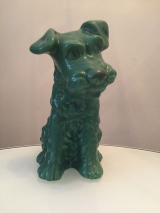 Rare Large Vintage Green Sylvac Terrier Dog 10.  5”inches