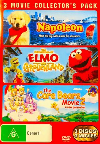 Napoleon Dvd,  Elmo In Grouchland,  The Care Bears Movie 2 - 3 Kids Movies - Rare