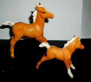 Vintage Beswick Palomino Horse Figurine Mother And Foal Rare Piece