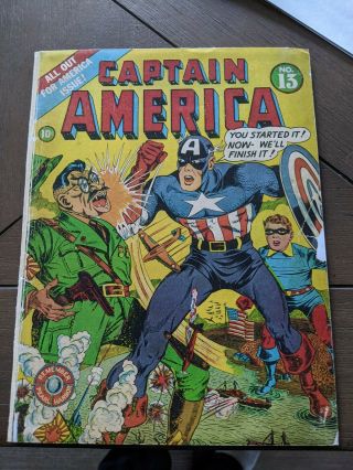 Captain America Comics 13 Golden Age Timely 1942 Rare Coverless 0.  5 Poor