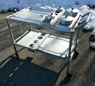 Rare Russel Wright Dining Bar Serving Cart Everlast Aluminum Patio In Outdoors