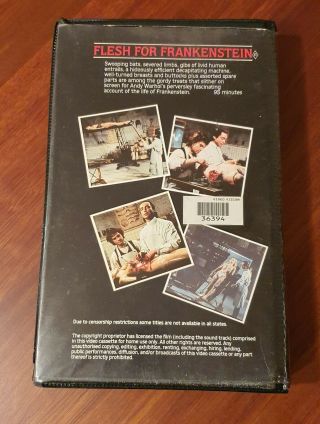 Flesh For Frankenstein - Roadshow Home Video - Rare Australian Extrental VHS 2