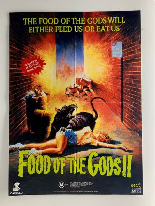 FOOD OF THE GODS II rare Australian VHS VIDEO POSTER sci - fi horror action movie 2