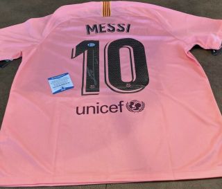 Incredibly Rare - Lionel Messi Signed Barcelona 3rd Jersey Shirt Pink - Only 1