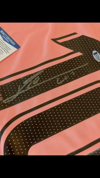 Incredibly Rare - Lionel Messi Signed Barcelona 3rd Jersey Shirt Pink - Only 1 3