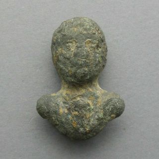 Applique De Châsse Du Limousin En Bronze - Tête De Personnage,  Médiévale - Rare