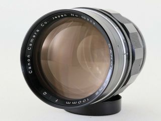" Rare " Canon 100mm F/2 Leica Ltm 39 Lens,  ,  W/hood,  Case From Japan 1031