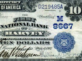 Hgr Ch 8667 1902 $10 Harvey Illinois Date Back ( (x - Rare 1 Db On Bank))  Vf,  Grade