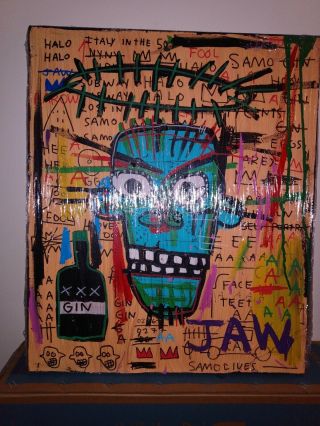 Rare Jean Michel Basquiat Vintage Painting “gin & Self Portrait "
