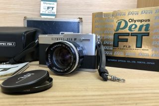 Rare F/1.  2 Lens Kit : Near Olympus Pen Ft Half Frame Camera Japan