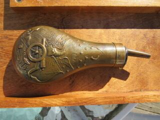 RARE Vintage Angle Spout 36 Cal Powder Flask Civil War Era for Colt & Other Arms 3