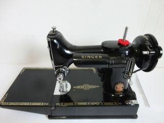 SINGER FEATHERWEIGHT 221K SEWING MACHINE RARE RED S 1961 WITH CASE 2