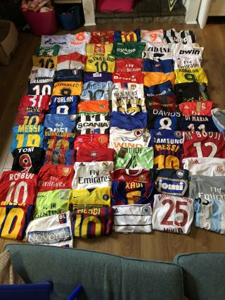 Huge Bundle Joblot Football Shirts 65,  Items Rare Some Mainly Adult