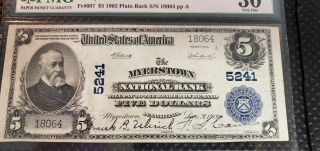 RARE 1902 $5 National Currency PMG VF30 Myerstown NB,  PA,  FR 607,  CH 5241 2