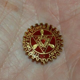 Vintage The Dayton Power & Light Company Red Metal Enamel Award Lapel Pin Rare