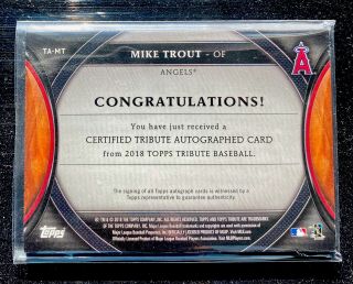 2018 Topps Tribute Mike Trout On Card Autograph Auto SSP Rare d /10 MVP 2