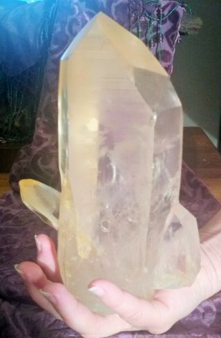 Very Large (8 Inch) Golden Lemurian Quartz Crystal With Rare Otherworldly Hues