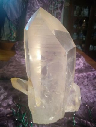 Very Large (8 inch) Golden Lemurian Quartz Crystal With Rare Otherworldly Hues 2