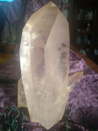 Very Large (8 inch) Golden Lemurian Quartz Crystal With Rare Otherworldly Hues 3