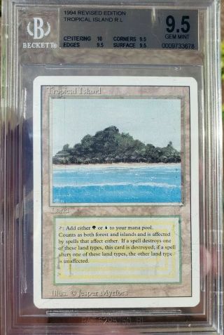 Vintage Magic | Mtg Bgs 9.  5 Revised Tropical Island,  Quad,  10,