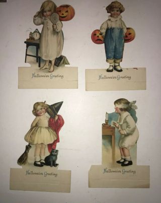 Rare Early 1900’s Halloween Die Cut Stand - Up Party Place Cards,  Wolf & Co.  Mfg.