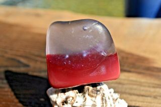 Slag Sea Glass Rare Lavender & Red Great Size & Features