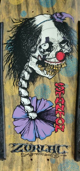 Zorlac Stanton Pushead Clown rare 90 ' s vintage skateboard deck 3