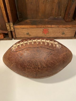 Vintage Rawlings Q40 Leather Football - 12 Stitch Long Lace Rare