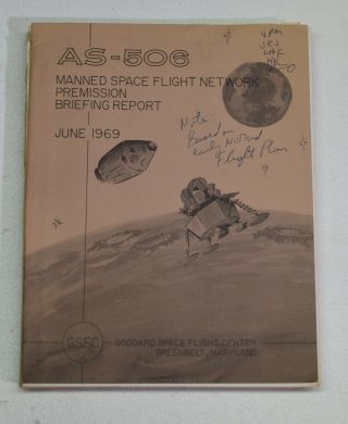 Rare: Apollo 11: Nasa/ Goddard Space Flight " As - 506 Premission Report,  Sup.  1