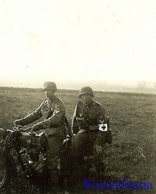Rare Pair German Elite Waffen Rottenführer (incl.  Medic) On Nsu Motorcycle