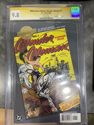 Millennium Edition: Wonder Woman 1 Cgc 9.  8 Ss Signed By Stan Lee Rare