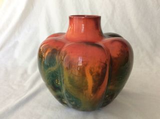 Royal Doulton Rare Sung Flambe Pumpkin Shaped Vase By Charles Noke