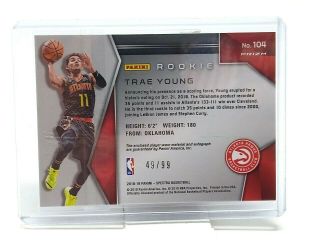2018 - 19 Spectra TRAE YOUNG /99 RPA RC Rookie Patch AUTO SHARP RARE RC $$ 2
