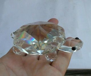 Rare Vintage Large 4 " Swarovski Crystal Glass Turtle Figurine Statue Animal Look