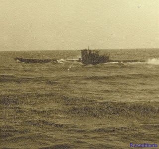 Bargain Large Photo: Rare Kriegsmarine U - Boat Submarine Running On Surface