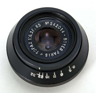 Boyer Paris Topaz 85mm F/6.  3 Enlarging Or Taking Lens Coated - - Rare