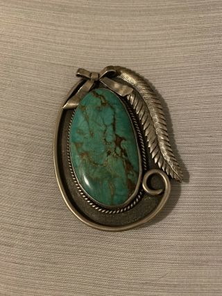Vintage Sterling Silver Navajo A,  Turquoise Bolo Bennett C - 31 Clip Rare