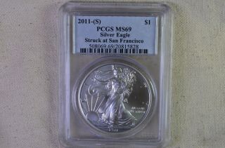 2011 - (s) Silver Eagle - Pcgs Ms 69 - Rare San Fransisco Issue -