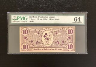 Very Rare 1930s Disney Mickey Cone Dollars Pmg 64 Purple 1c And 10c