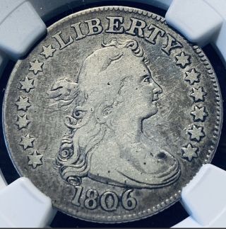 1806 Draped Bust Quarter Rare B10 Ngc Vg8