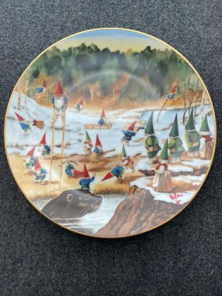 Rien Poortvliet Collector Plate Secrets Of The Gnomes " Gnomatic Fitness " Rare