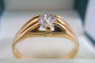 Rare 18ct Gold & 0.  69ct Solitaire Diamond Edwardian Gypsy Ring Circa 1908
