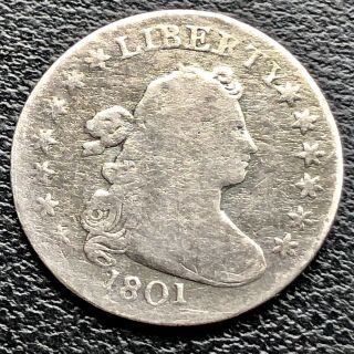 1801 Draped Bust Dime 10c Rare Early Date Better Grade 9631