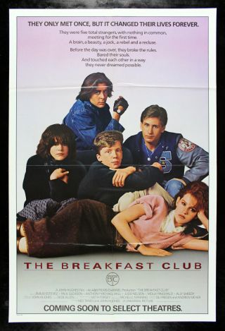 The Breakfast Club Cinemasterpieces Movie Poster Rare Advance 1984