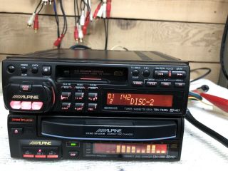 Rare Alpine Tda7638j & Cda5985 3cd Change Car Audio Stereo
