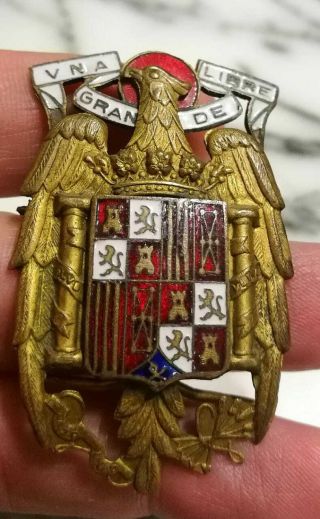 Rare Spain EspaÑa Civil War Wwii Francisco Franco Enamel Badge