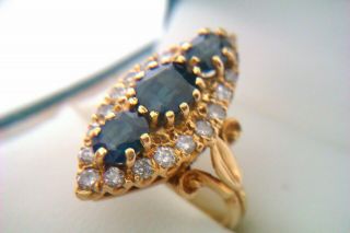 Rare Vintage 18ct Gold Sapphire & Diamond Victorian Style Ladies Ring 1976 2