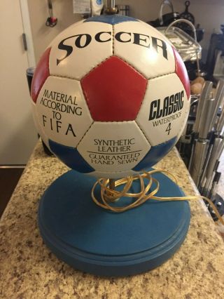 Fifa Soccer Ball Lamp Real Synthetic Ball Blue Wood Base Rare