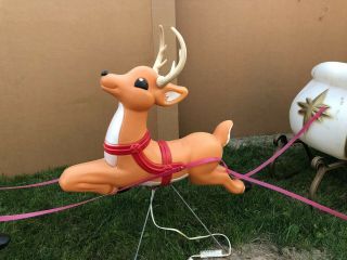 Santa W/ Sleigh Reindeer Lighted Blow Mold,  72 