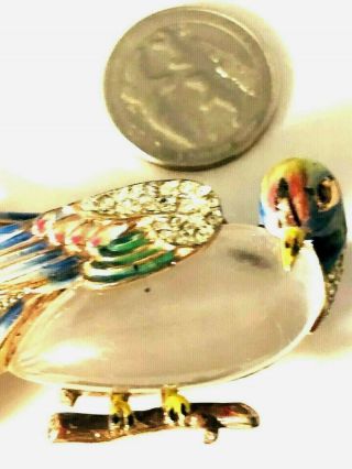 RARE Coro Craft Sterling Vermeil Huge Jelly Belly Enameled Figural Bird Brooch 2